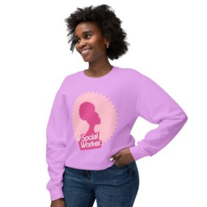 Social Work Fashion Doll Inspired Unisex Lightweight Crewneck Sweatshirt-Afro Ponytail-Gifts For Social Workers