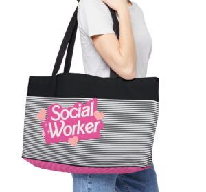 "Social Worker" Fashion Doll Inspired X-L Oversized Logo Tote Bag